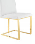 White and Gold Upholstered Faux Leather Dining Side Chair