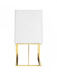 White and Gold Upholstered Faux Leather Dining Side Chair