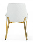 White and Gold Upholstered Faux Leather Dining Arm Chair