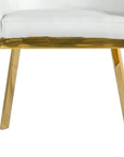White and Gold Upholstered Faux Leather Dining Arm Chair