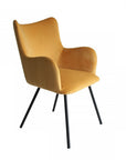 Yellow and Black Upholstered Velvet Wing Back Dining Arm Chair