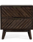 24" Solid Wood and Wood Two Drawer Nightstand