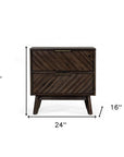 24" Solid Wood and Wood Two Drawer Nightstand