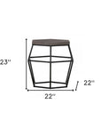 Modern Gray Concrete and Black Metal Hexagonal End Table