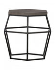 Modern Gray Concrete and Black Metal Hexagonal End Table