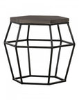 Modern Gray Concrete and Black Metal Hexagonal End Table