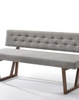 63" Gray and Brown Upholstered Linen Blend Dining Bench