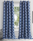 84” Navy Interlock Pattern Window Curtain Panel