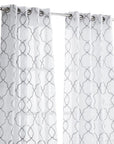 84” Silver Trellis Pattern Embroidered Window Curtain Panel