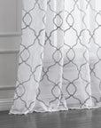 84” Silver Trellis Pattern Embroidered Window Curtain Panel