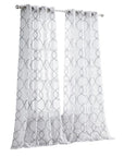 84” Silver Trellis Pattern Embroidered Window Curtain Panel