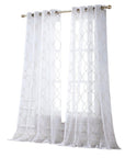 84” Charcoal Trellis Pattern Embroidered Window Curtain Panel