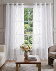 84” Charcoal Trellis Pattern Embroidered Window Curtain Panel
