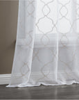 84” Charcoal Trellis Pattern Embroidered Window Curtain Panel