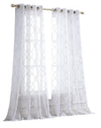 84” Charcoal Trellis Pattern Embroidered Window Curtain Panel