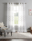 Set of Two 84" White Wave Embroidered Window Panels
