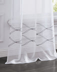 Set of Two 84" White Wave Embroidered Window Panels
