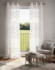 Set of Two 84" Gold Wave Embroidered Window Panels