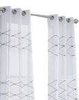 Set of Two 96" White Wave Embroidered Window Panels