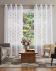 Set of Two 96" Gold and White SemiSheer Curtains