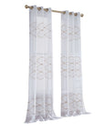 Set of Two 96" Gold and White SemiSheer Curtains
