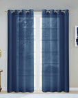 Set of Two 84" Blue Solid Modern Window Panels