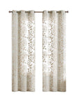 Set of Two 84" Tan Floral Embroidered Window Panels