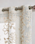 Set of Two 84" Tan Floral Embroidered Window Panels