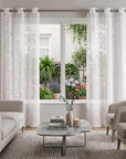 Set of Two 84" White Floral Embroidered Window Panels