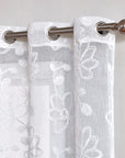 Set of Two 84" White Floral Embroidered Window Panels
