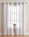 Set of Two 96" White Floral Embroidered Window Panels