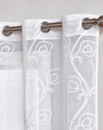 Set of Two 84" White Boho Embroidered Window Panels