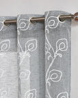 Set of Two 84" Silver Boho Embroidered Window Panels