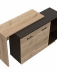 Natural and Natural And Black 59" Kitchen Island With Storage