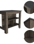 Dark Brown and Brown 41" Kitchen Island With Storage