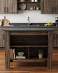 Dark Brown and Brown 41" Kitchen Island With Storage