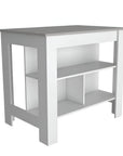 White and Gray 41" Kitchen Island With Storage