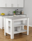 White and Gray 41" Kitchen Island With Storage
