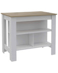 White and Brown 41" Kitchen Island With Storage