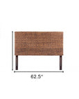 Brown Natural and Rustic Woven Banana Leaf Straight Queen Size Headboard