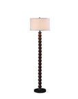 61" Brown And White Resin Floor Lamp With White Fabric Drum Shade