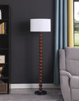 61" Brown And White Resin Floor Lamp With White Fabric Drum Shade