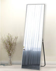 64" X 21" Gray Aluminum Wall Mounted And Freestanding Framed Full Length Mirror