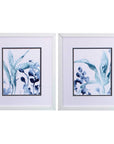 Set of Two Blue Flower Framed Art