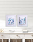 Set of Two Blue Flower Framed Art