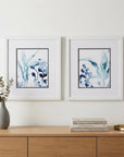 Set of Two Blue Flower Framed Art