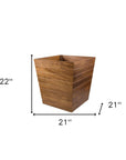 21" Brown Solid Wood Indoor Outdoor Square Planter Box