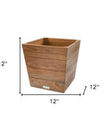 12" Brown Wood Indoor Outdoor Square Planter Box