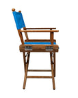 23" Blue and Natural Wood Solid Wood Indoor Outdoor Director Chair