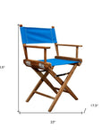 23" Blue and Natural Wood Solid Wood Indoor Outdoor Director Chair